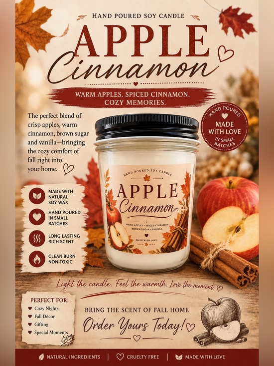 Other - 🍎🕯️ Apple Cinnamon Candle 🕯️🍎